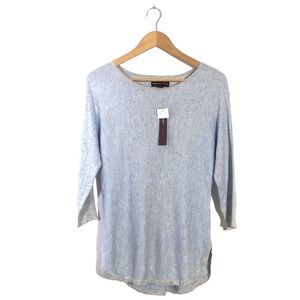 Dana Buchman Womens Blue Gray Stripe Knit Tunic Sweater Top